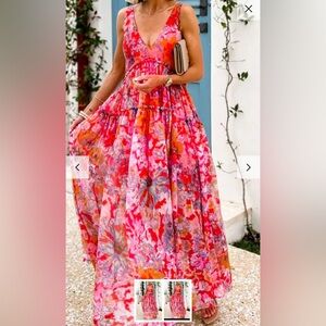 Vibrant Pink Floral Dress